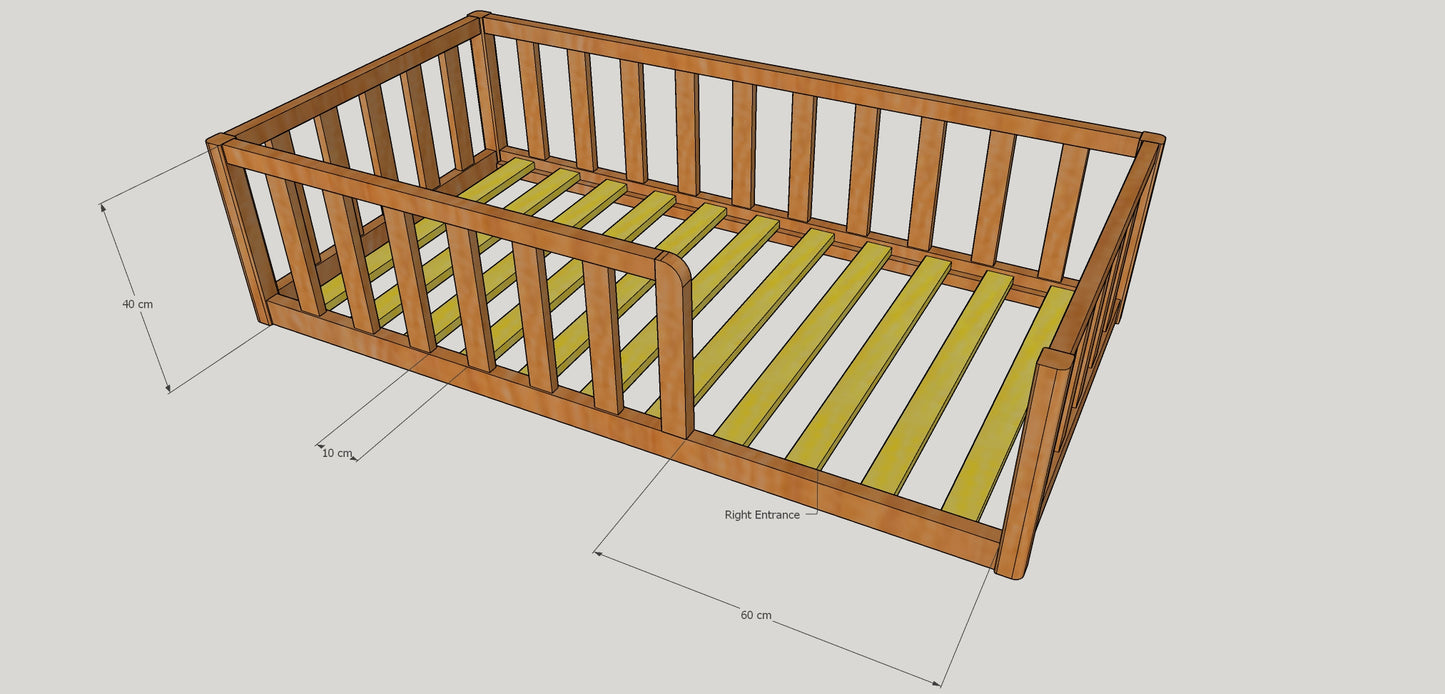 Platform Montessori floor toddler Bed frame with ROUND CORNERS