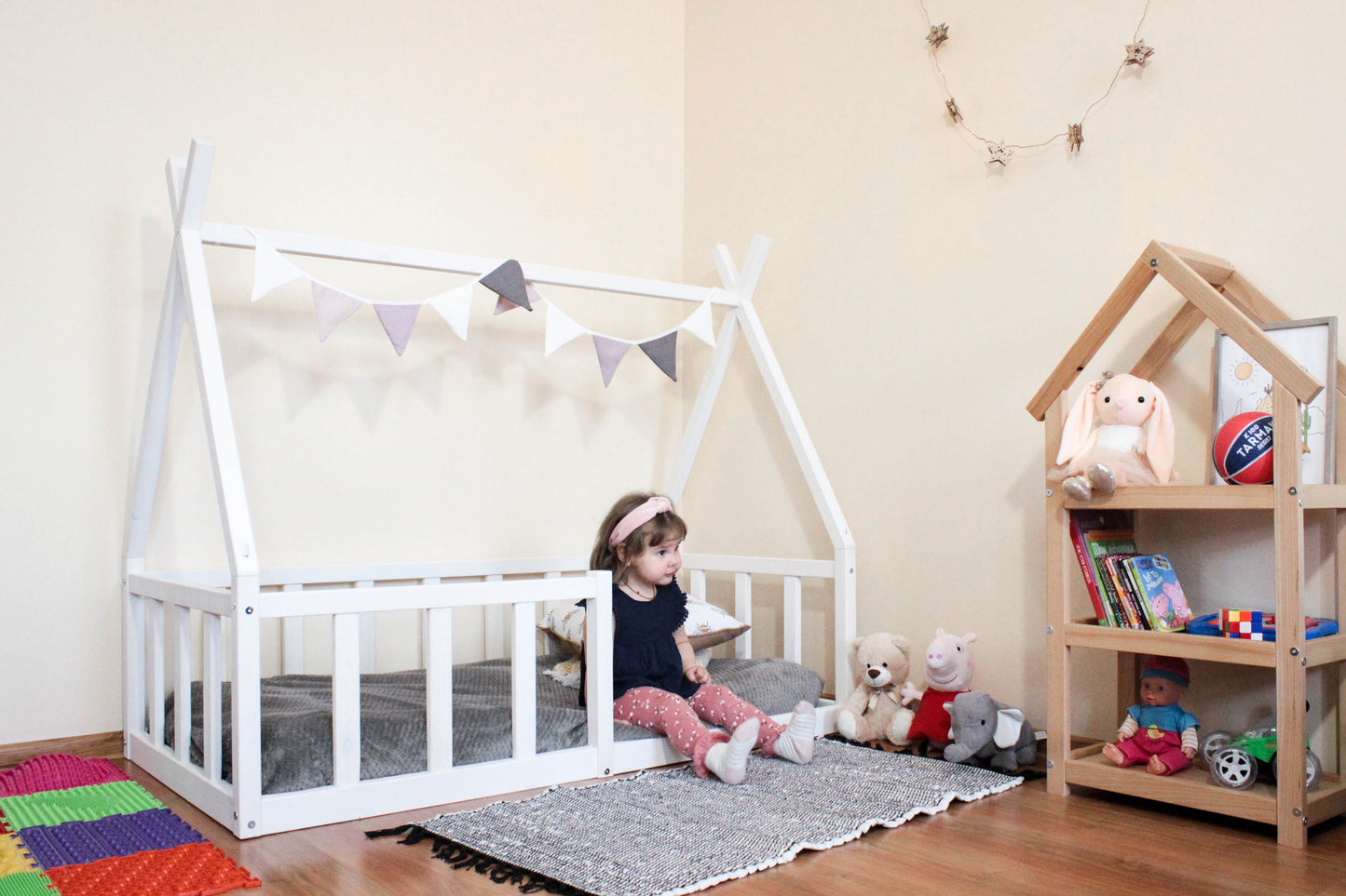 White Teepee Toddler Montessori floor bed