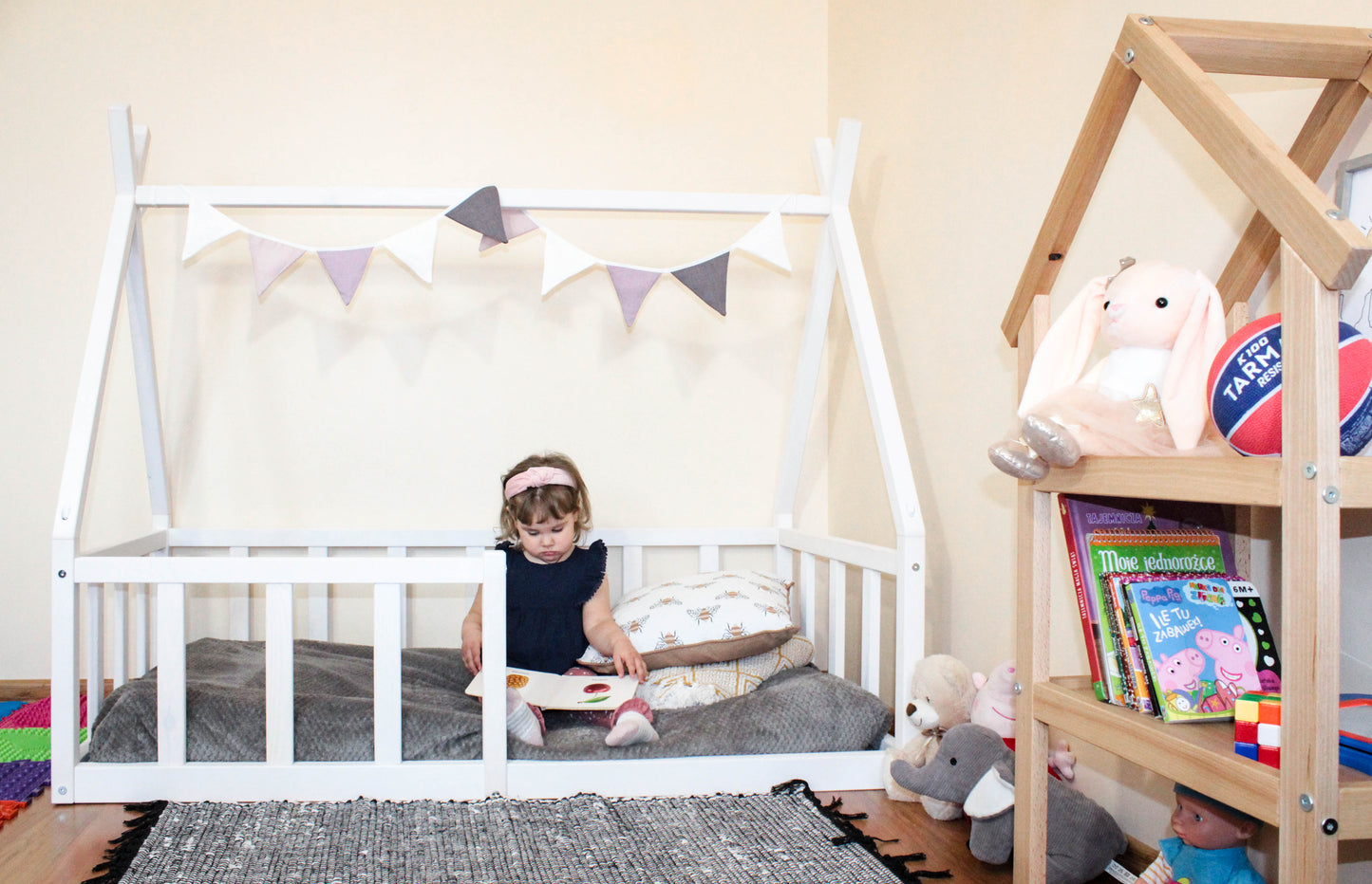 White Teepee Toddler Montessori floor bed