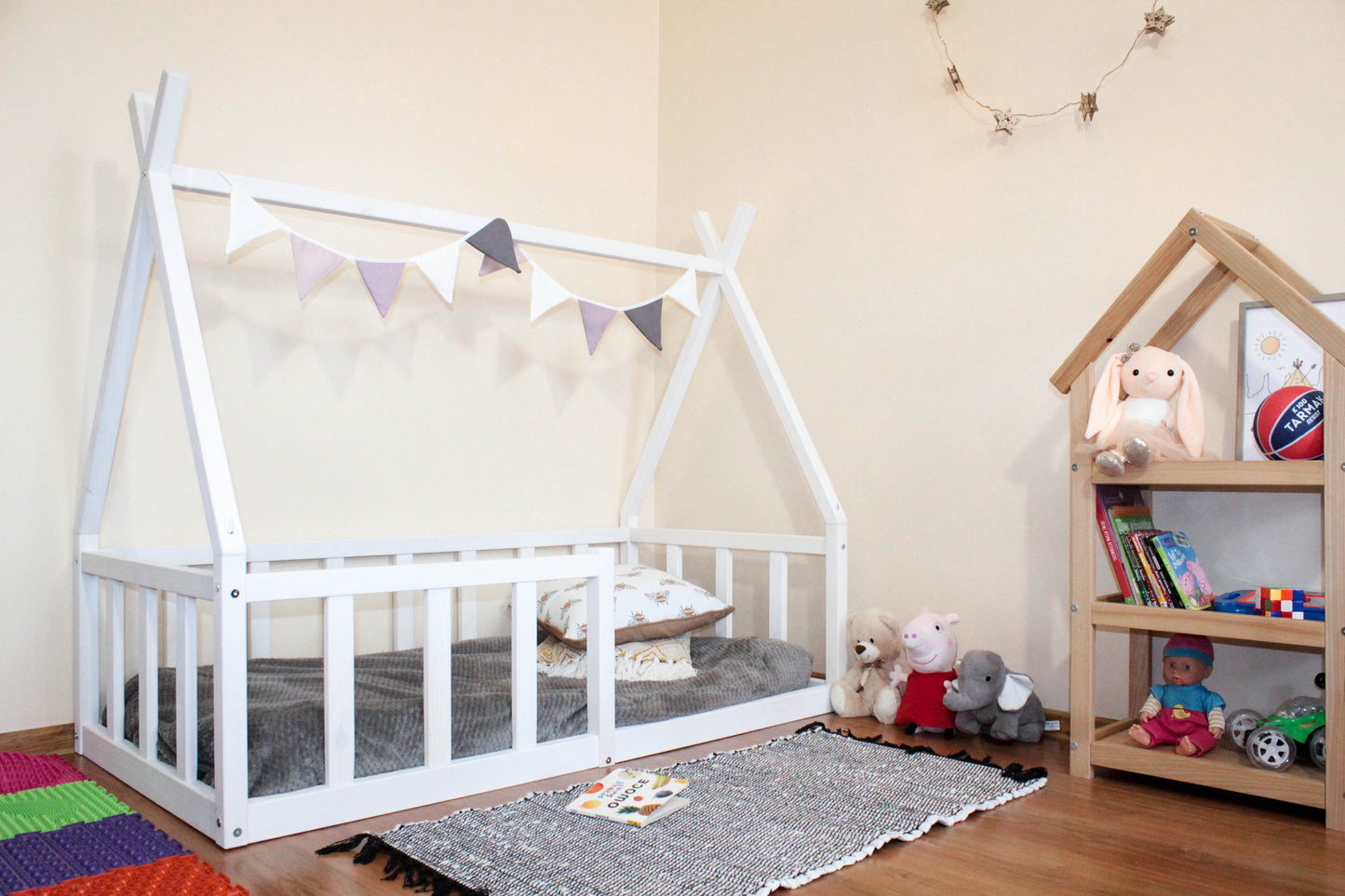 White Teepee Toddler Montessori floor bed