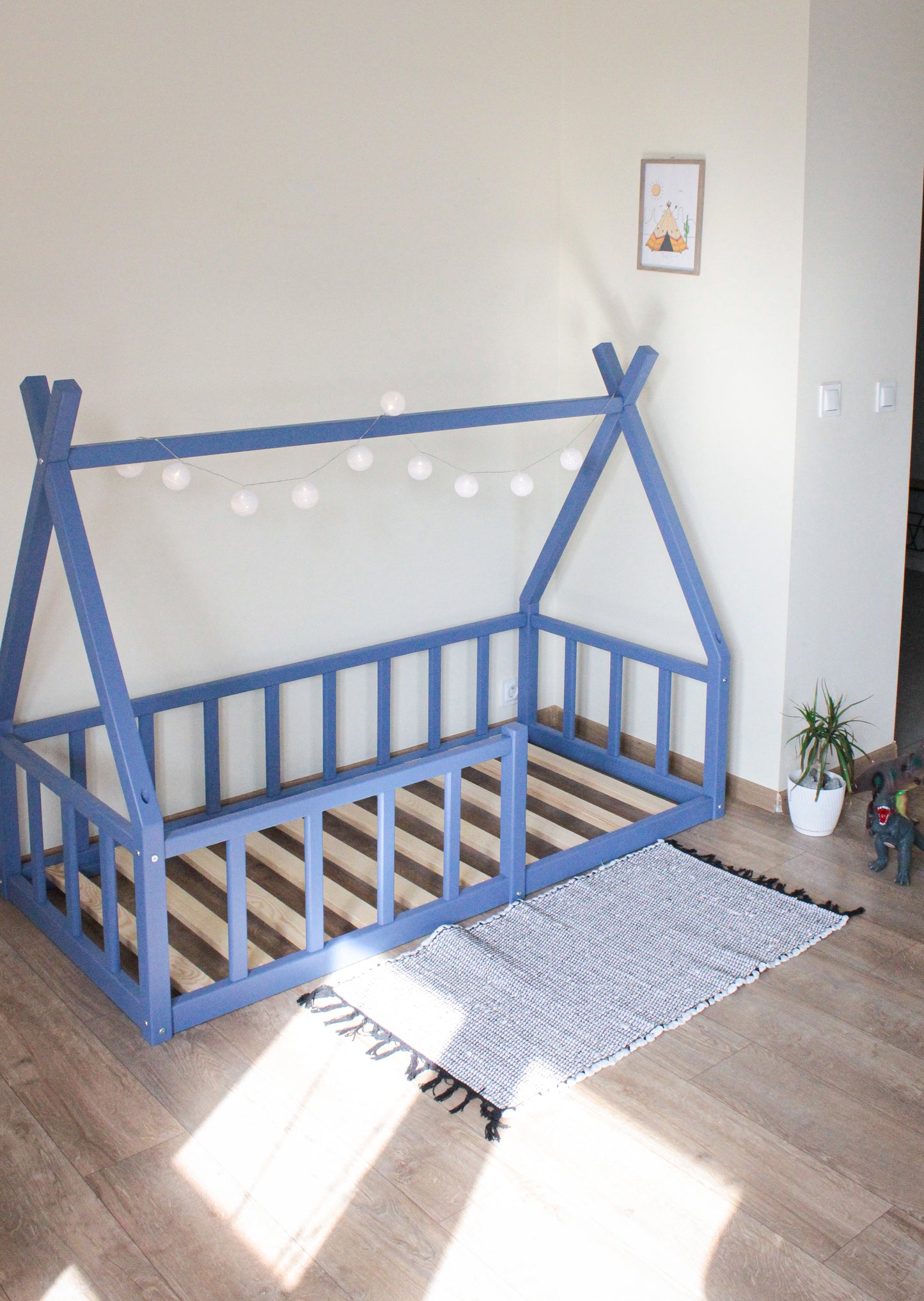 Blue Teepee Toddler Montessori floor bed