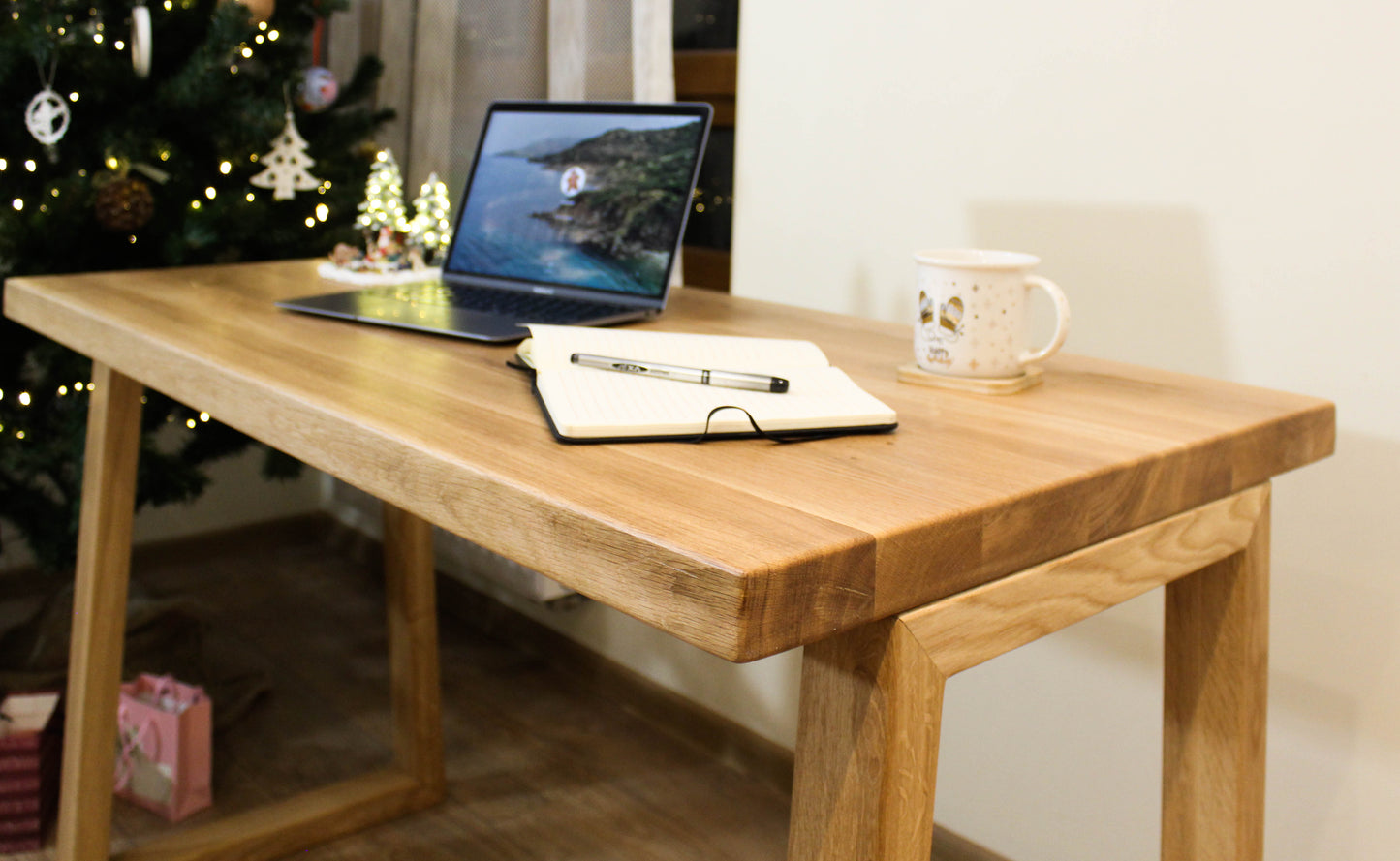 Solid oak wood home office writing desk