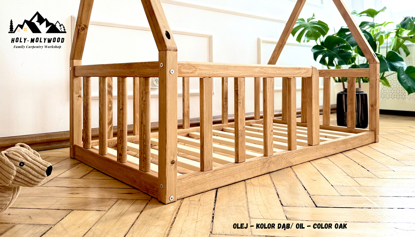 Montessori floor Teepee Toddler Bed for kids - Color Oak oil