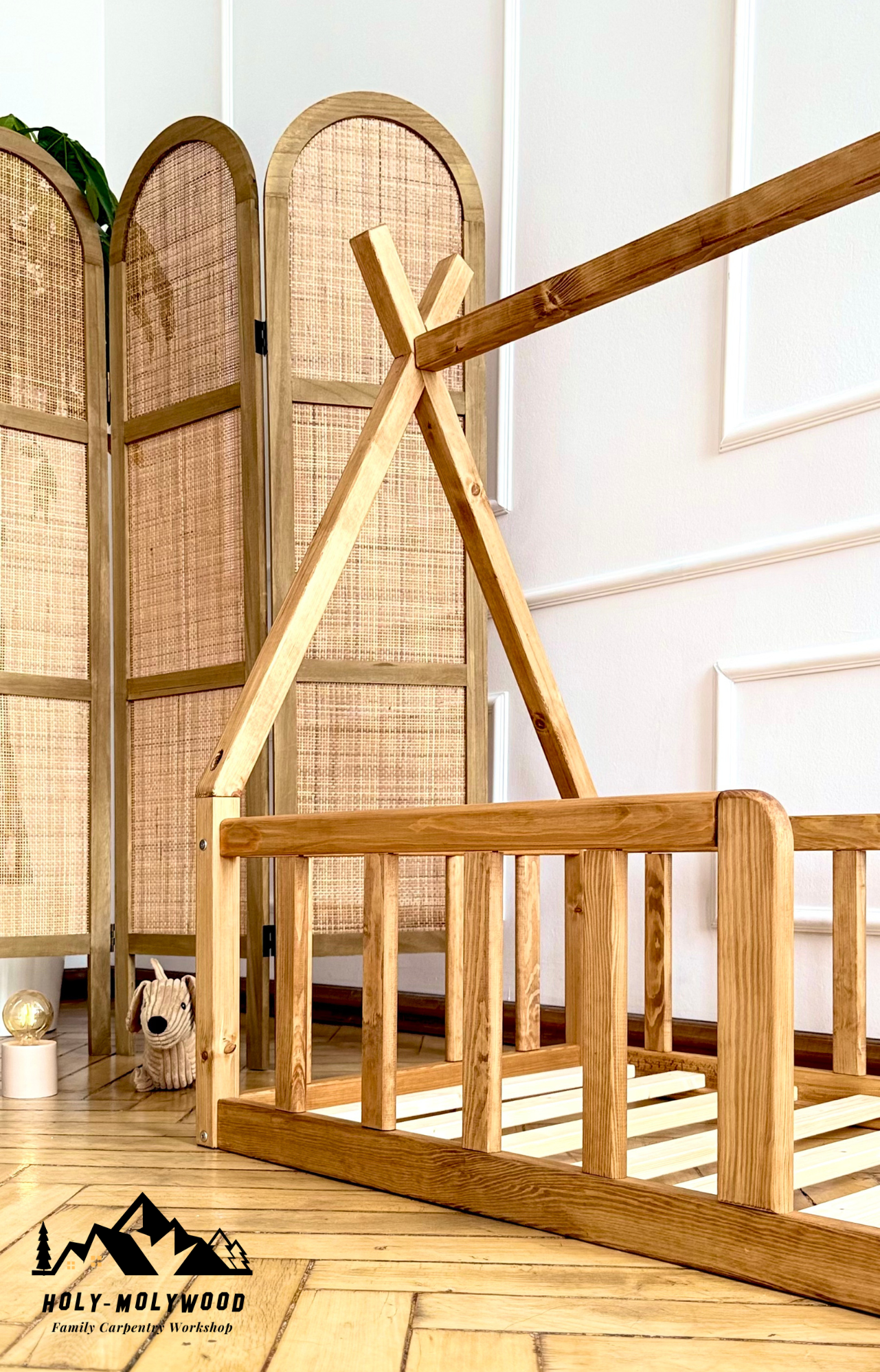 Montessori floor Teepee Toddler Bed for kids - Color Oak oil