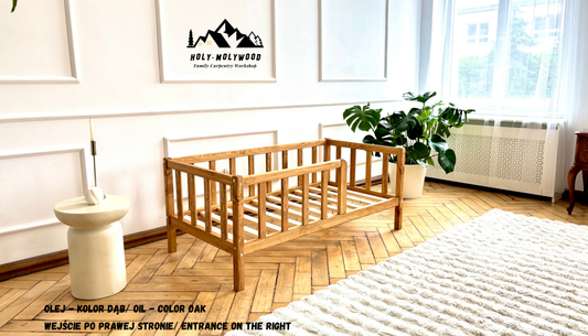 Wooden Bed Frame with Legs – Solid Wood Minimalist Bed