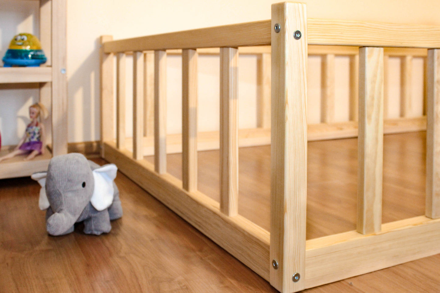 Floor Wooden kids Child Montessori toddler Platform bed frame without slats Color Natural Oil